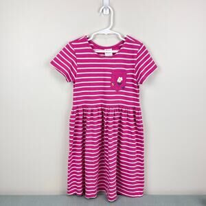 Hanna Andersson Stripe Jersey Dress Pink Peony 120 cm 6-7